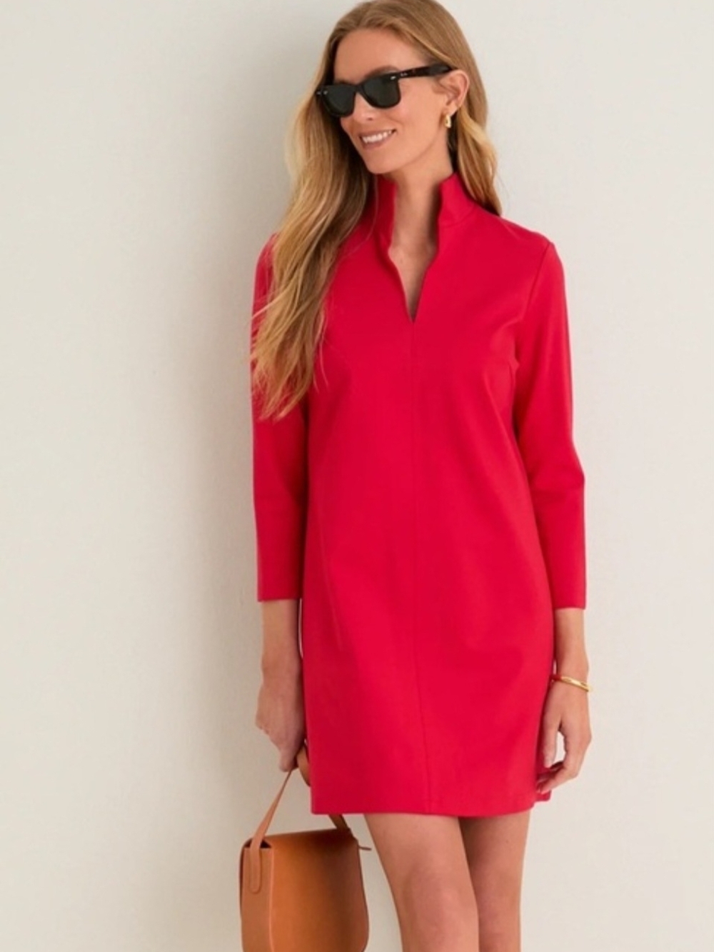 Tuckernuck Raspberry Red Standing Collar Mini Dress